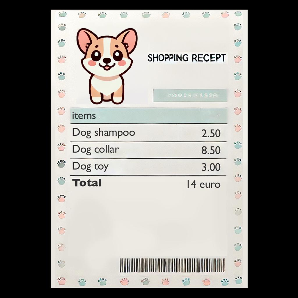 Pet shop receipt obtained 