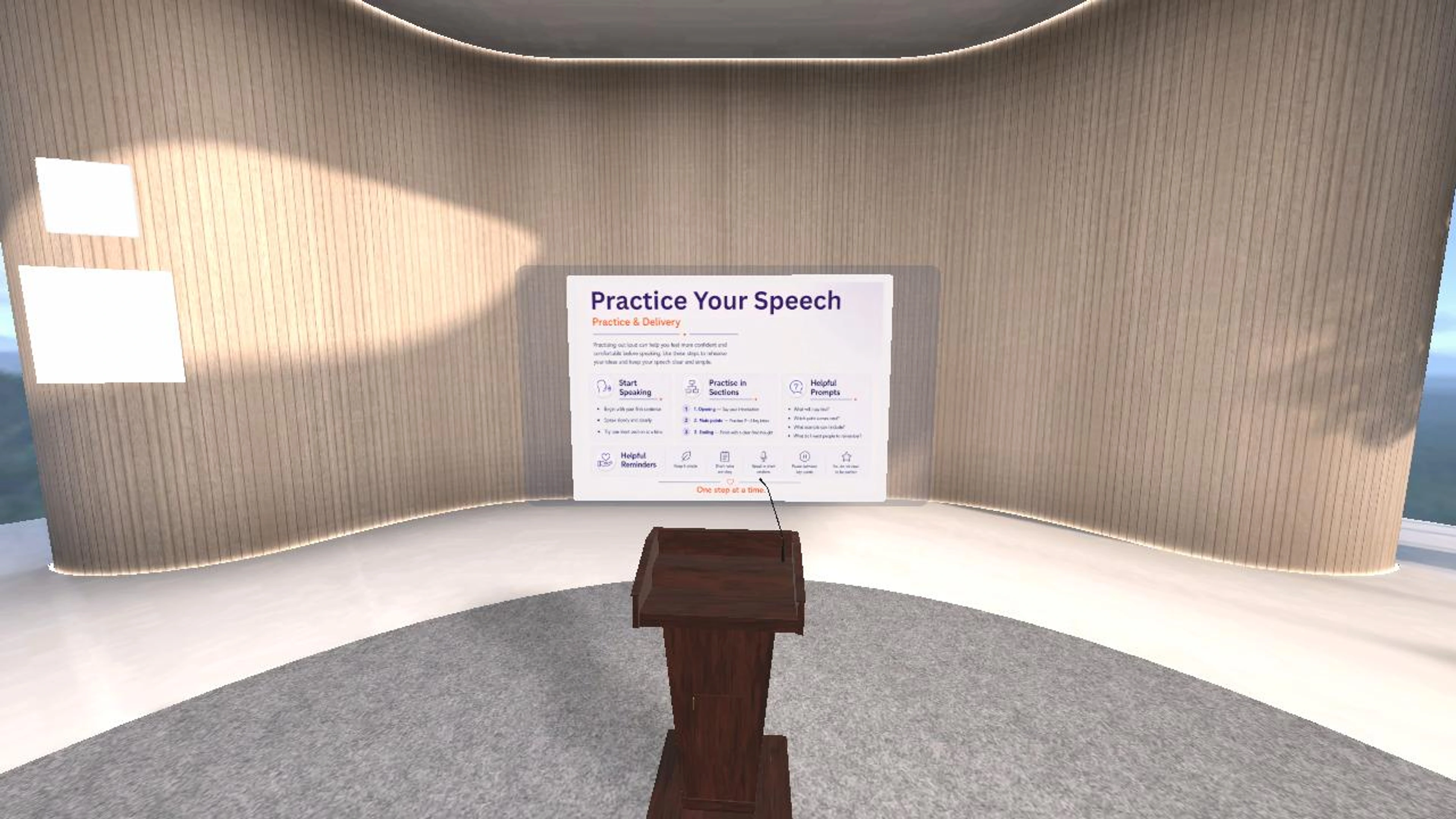 Speech Practice Room: Low-Anxiety Exposure